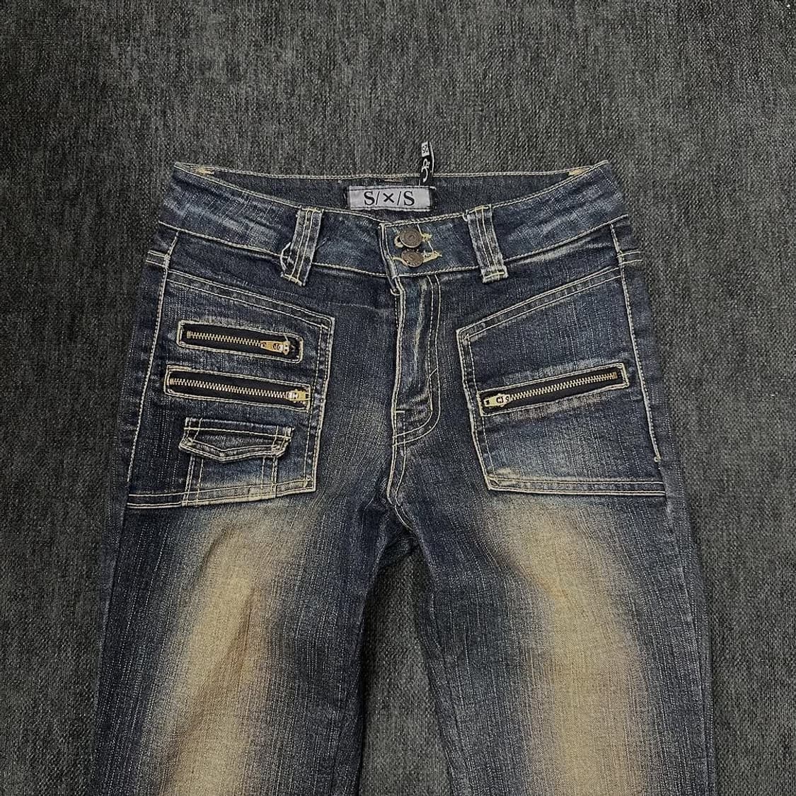 multi zip washing bootscut jeans 상품이미지2