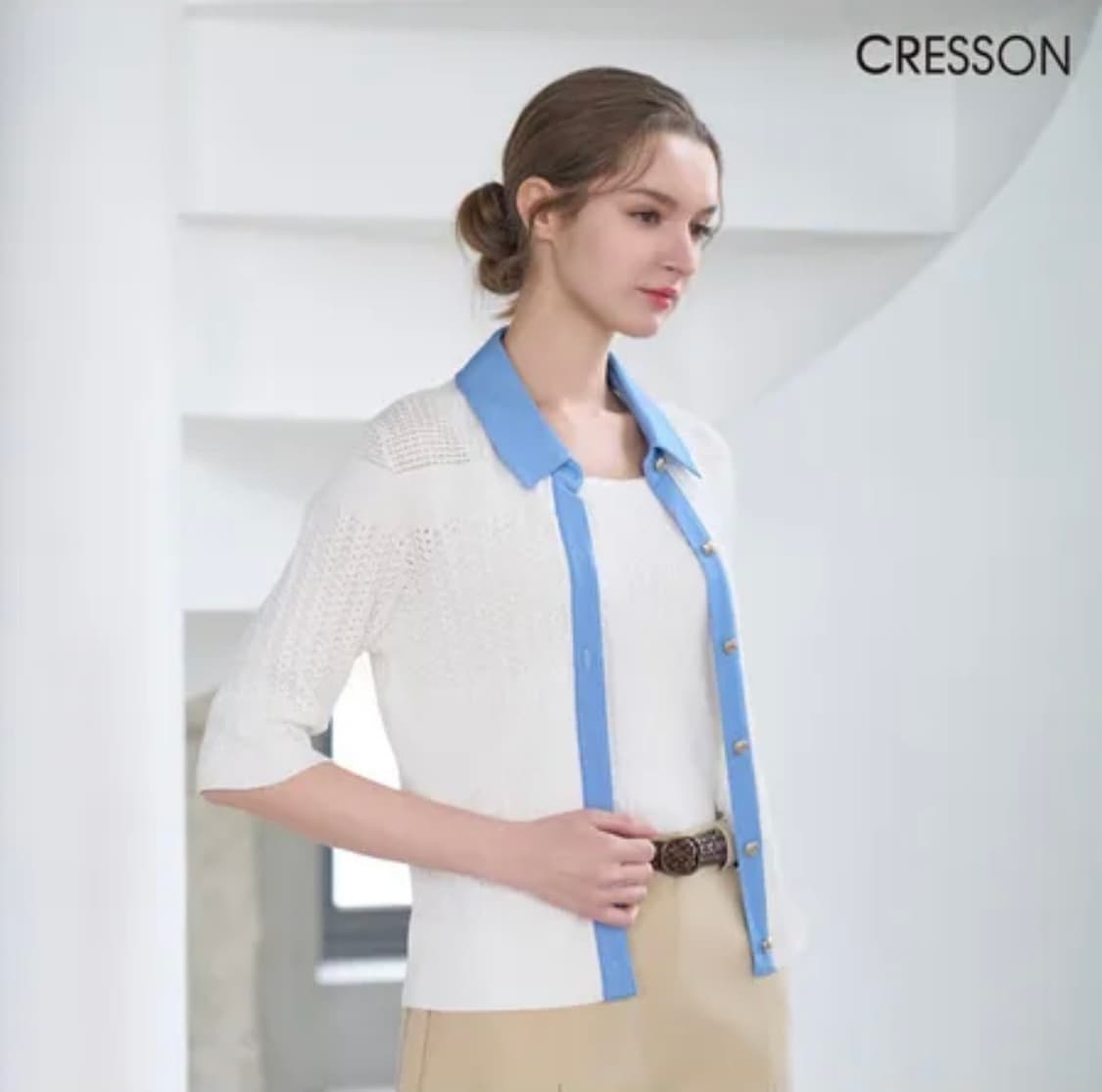 크레송 데님배색 비스코스 니트가디건 (정가 89000원) 상품이미지2