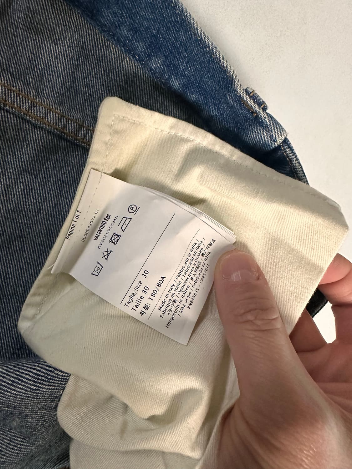 발렌티노 스트레이트 핏 턴업 진 30 상품이미지4