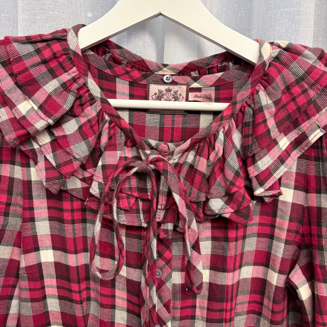 체크 러플카라 드레스 상품이미지7