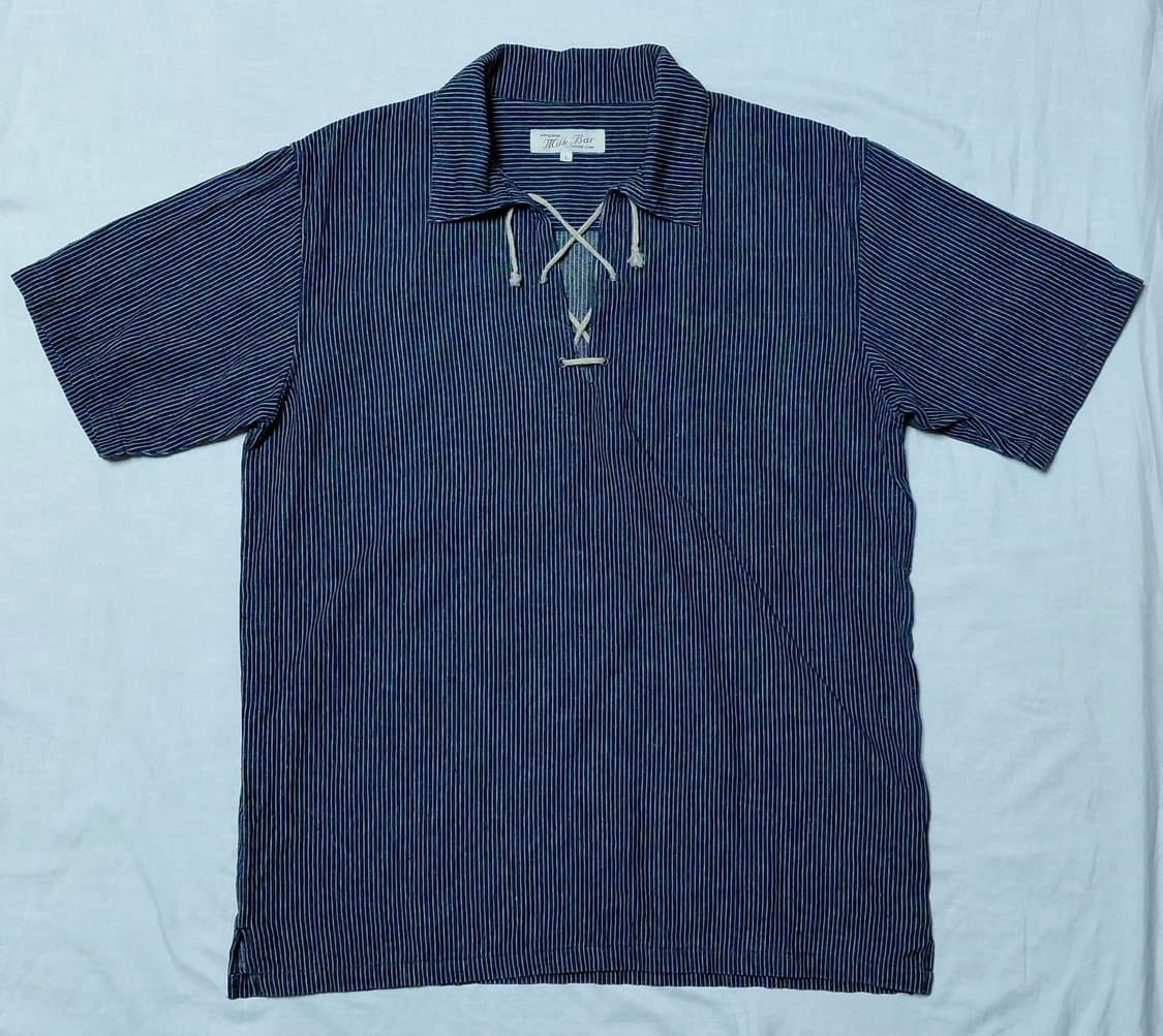 [L] Milk Bar Denim Lime 인디고 히코리 레이스업 셔츠 상품이미지1