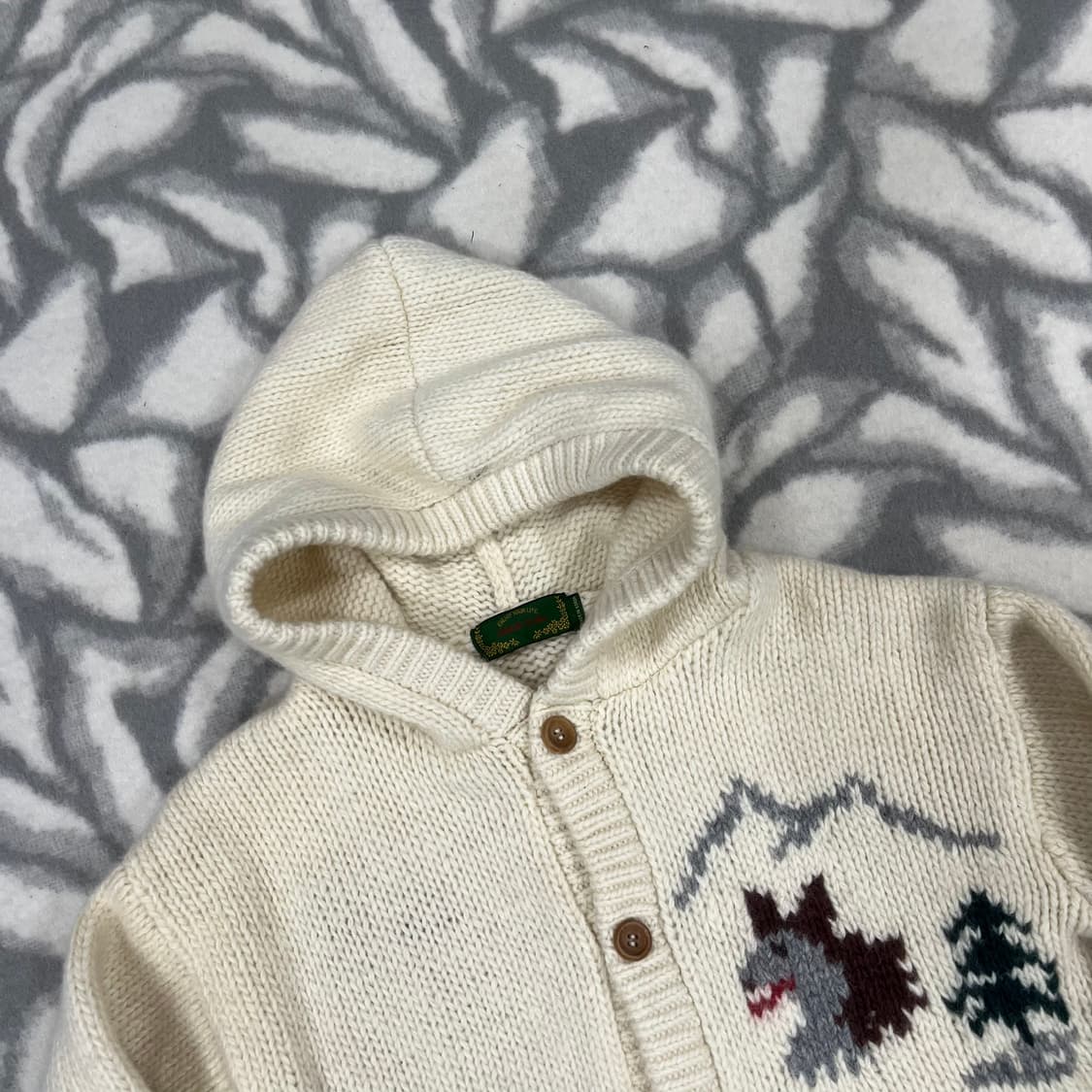 [Jean-cox] 우드버튼 후디 울 헤비 가디건 상품이미지2