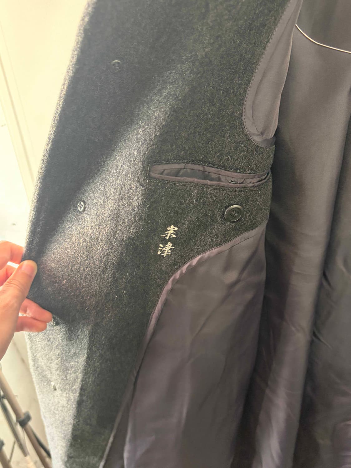 일본제 캐시미어 100 블렌드 차콜 코트 상품이미지4