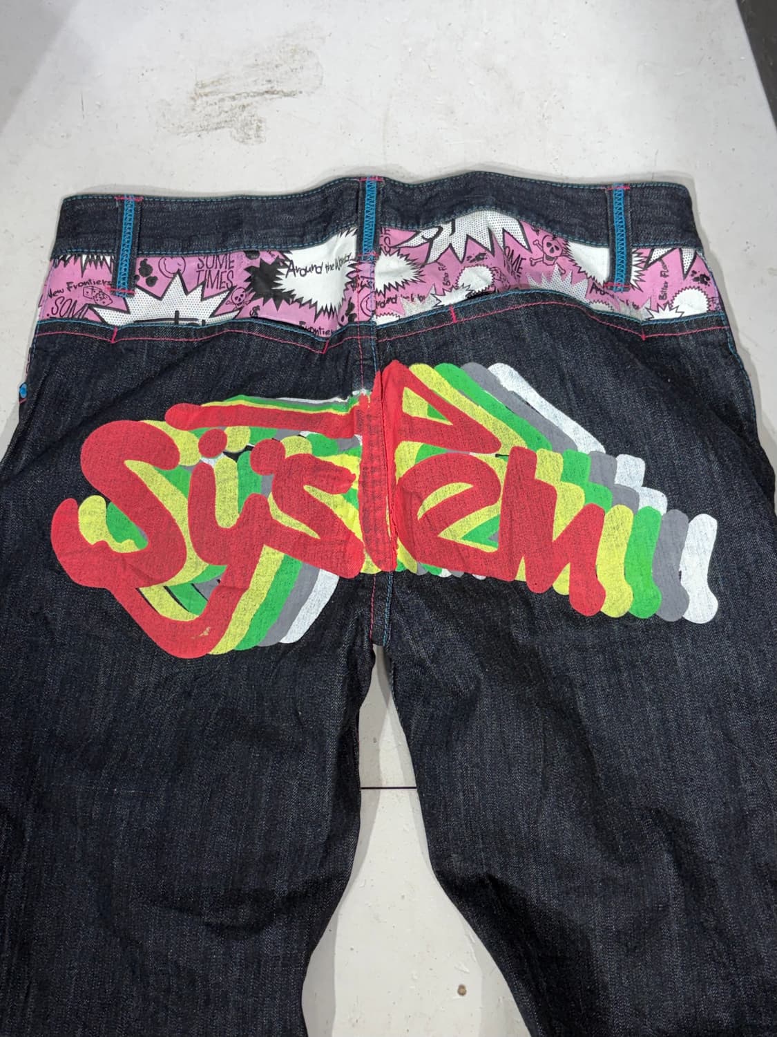90s JPN 일본 빈티지 락 펑크 프린팅 와이드 데님 팬츠 청바지 상품이미지9
