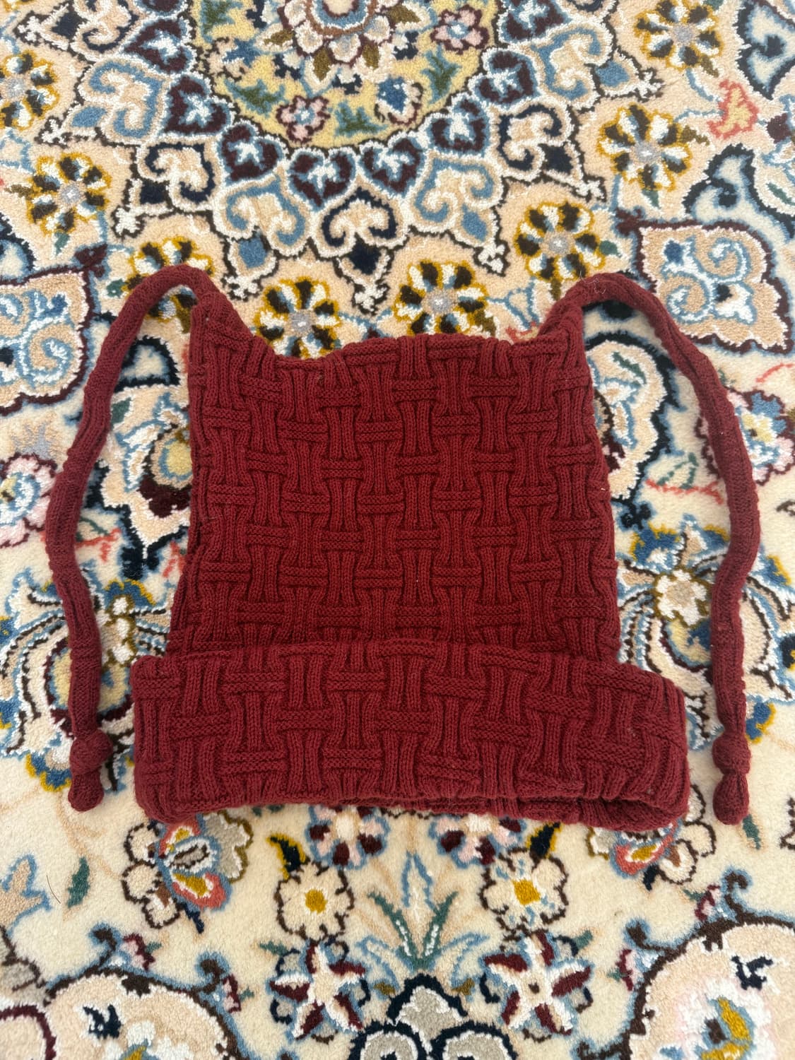 빈티지 골지 사각비니 Burgundy Knot Knit Beanie 상품이미지2