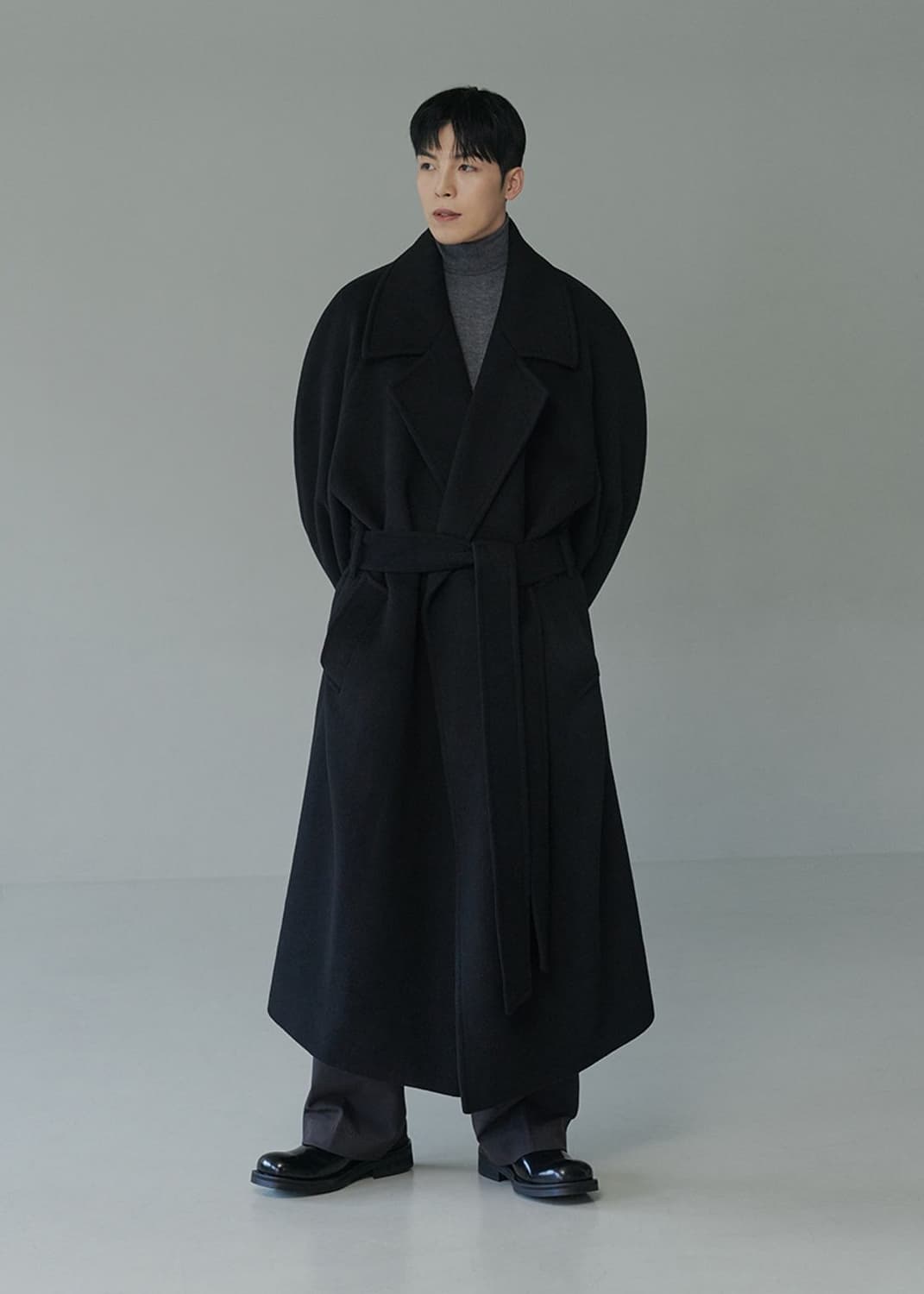 깡스타일리스트 무신사 캐시미어 블렌드 맥시 더블 로브 코트 블랙 M 상품이미지2