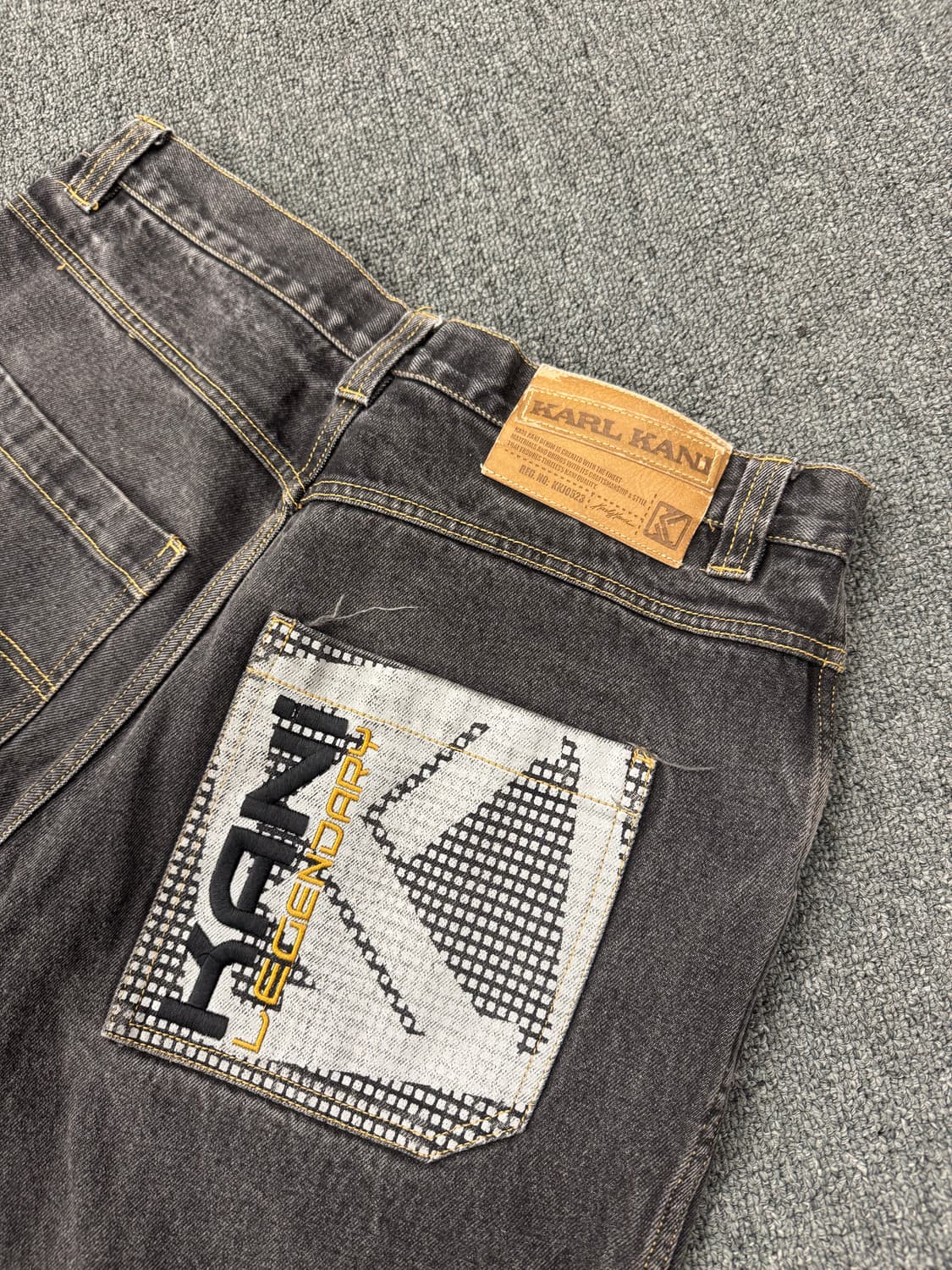 칼카니 빈티지 Y2K 자수 포인트 흑청 힙합팬츠 상품이미지5