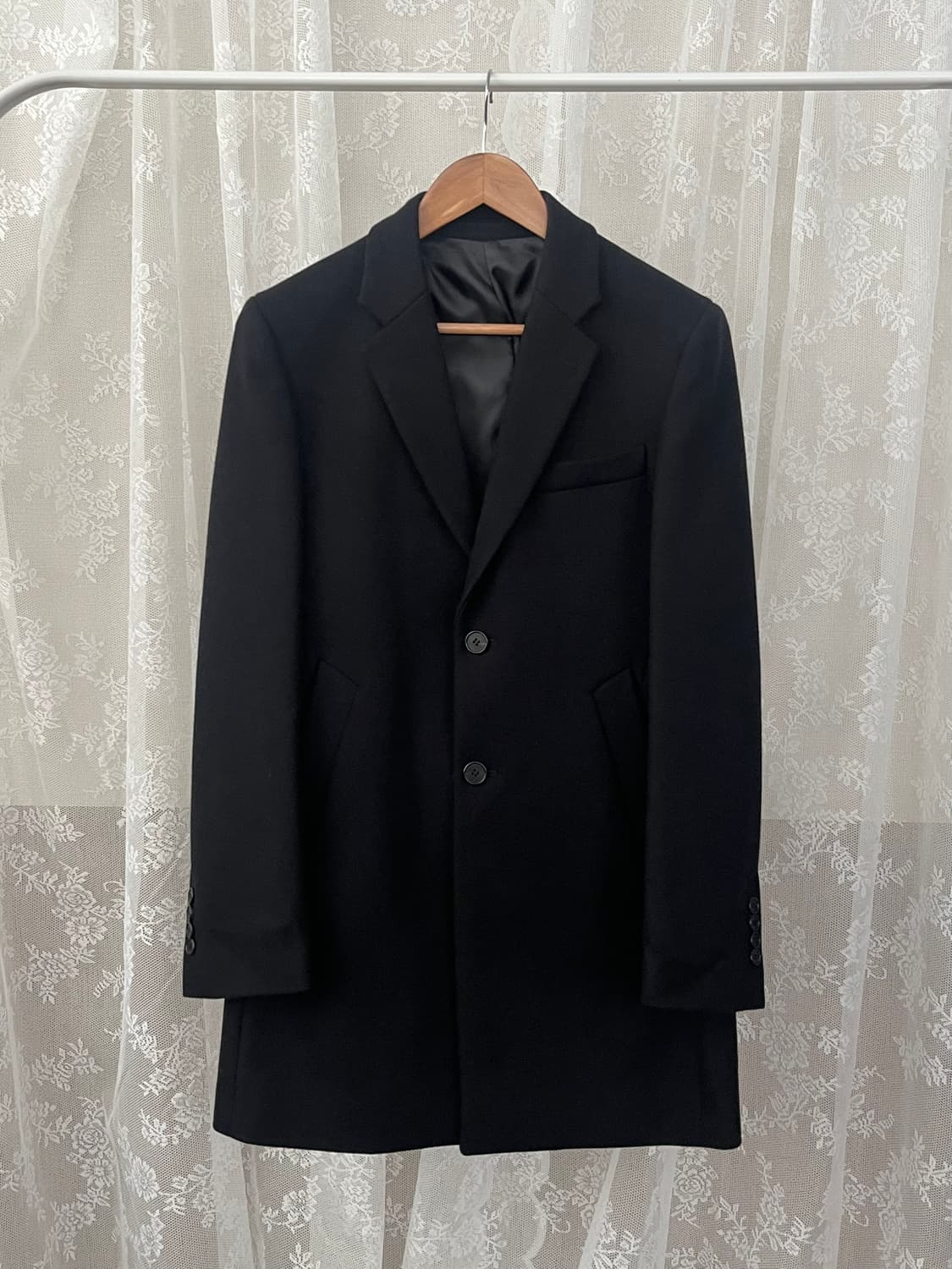 XS) 클럽모나코 캐시미어 블렌드 코트 블랙 상품이미지1