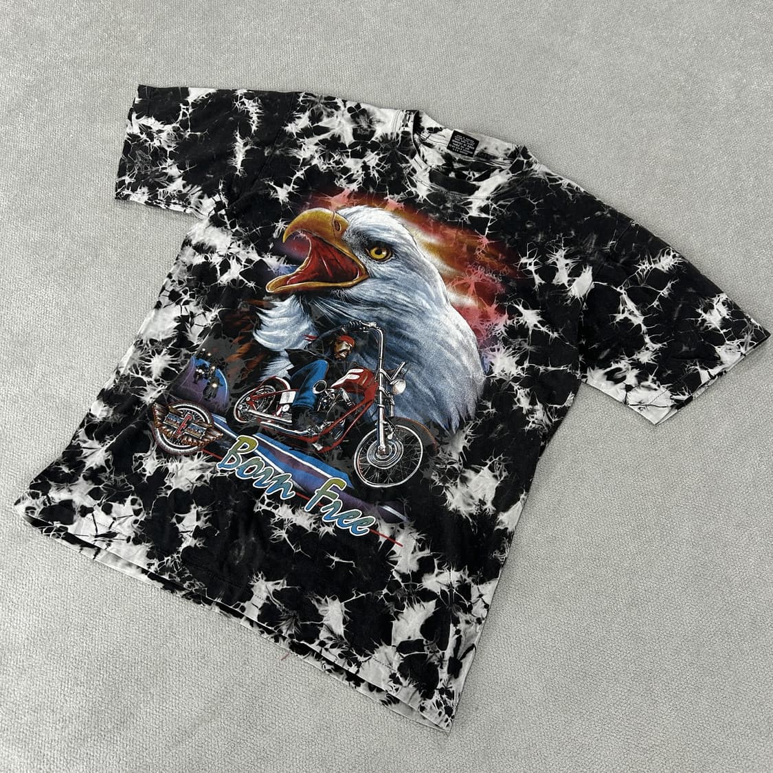 독수리 오토바이 프린팅 반팔 티셔츠 블랙 L 상품이미지1