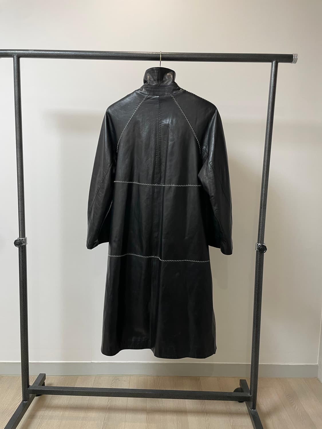 GENNY 제니 스티치 롱 가죽 코트 자켓 상품이미지4