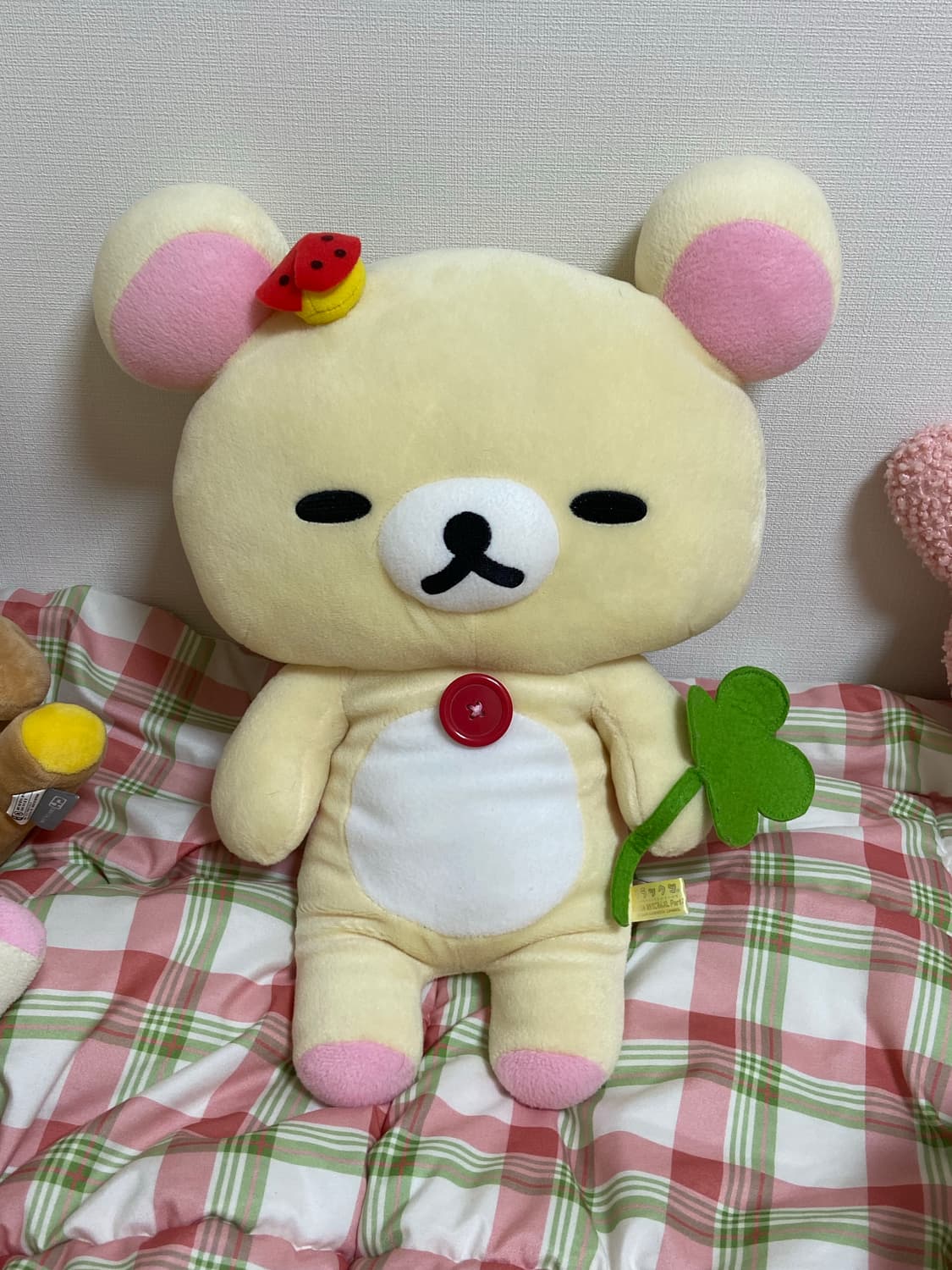 산엑스 고전 코리락쿠마 무당벌레 네잎클로버 대형인형 쿠션 상품이미지2