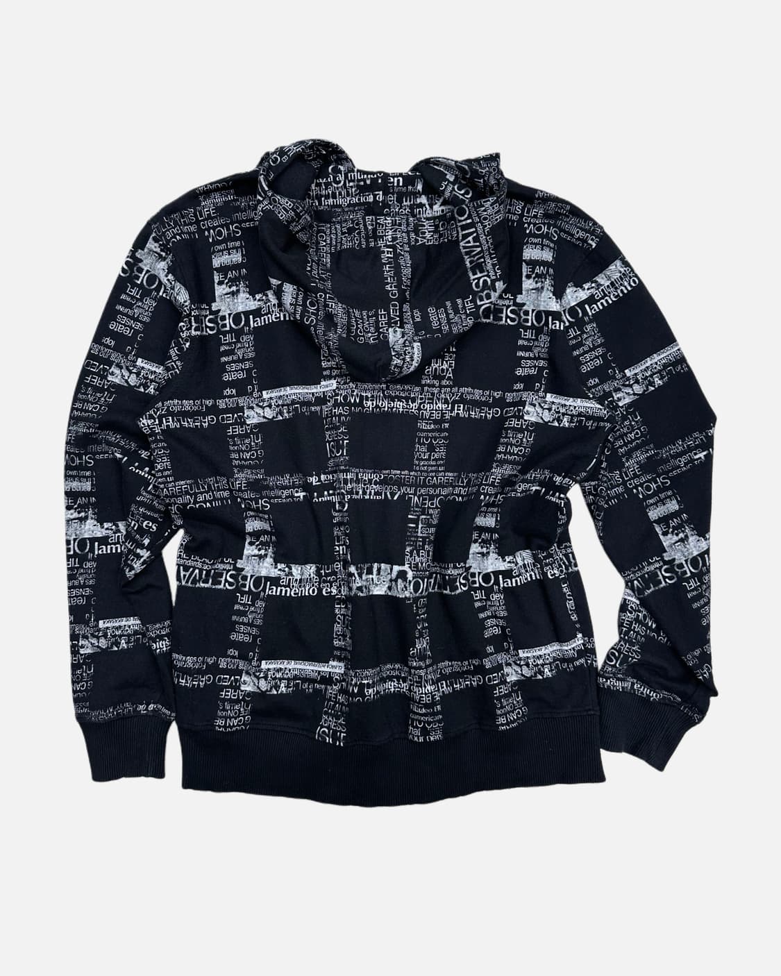 grid lettering pattern hood zip-up 상품이미지4