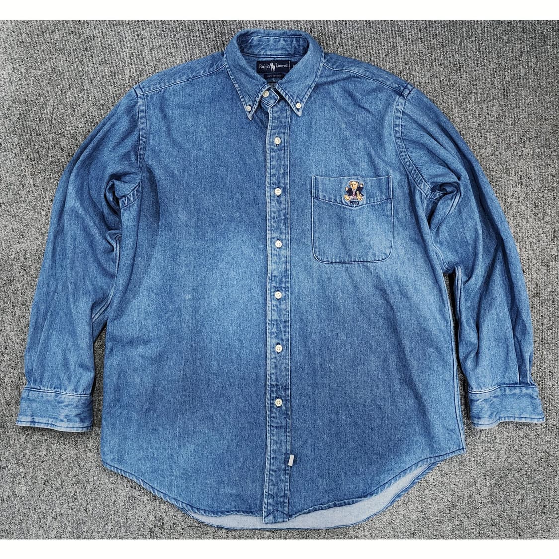 폴로 랄프로렌 90s 베어 자수 데님 셔츠 M 상품이미지1
