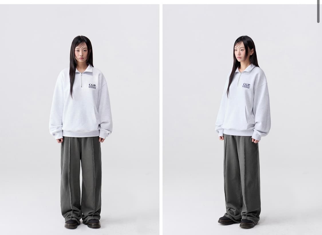 코드그라피 피그먼트 리버스 배색 트레이닝 팬츠_차콜 상품이미지6