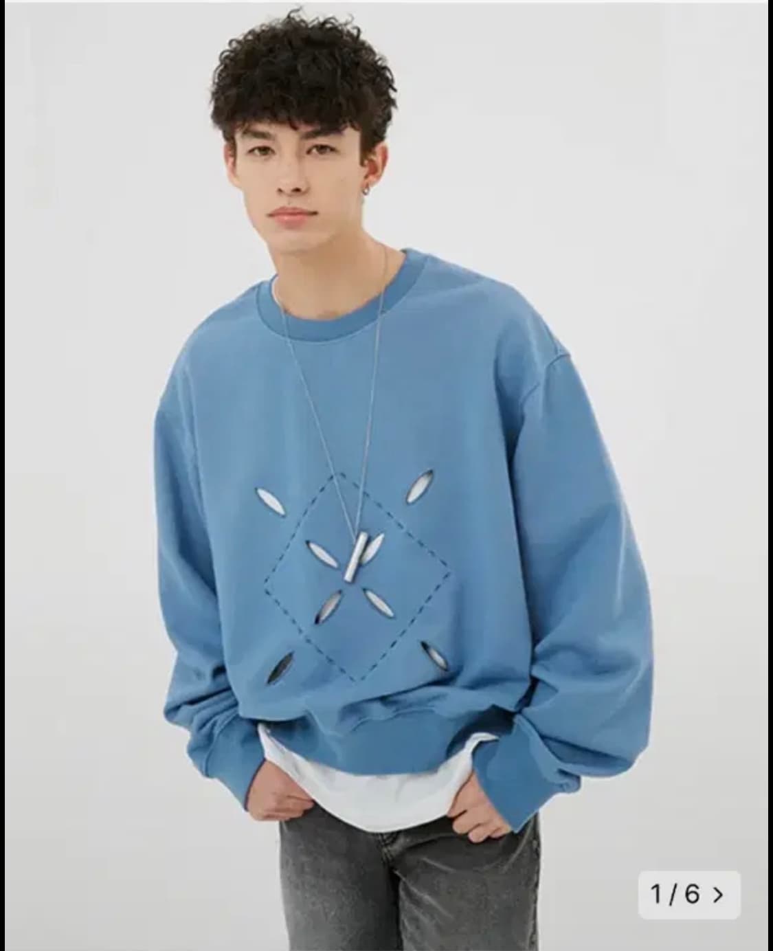 [새상품] 문선 맨투맨 더스티 블루 상품이미지1
