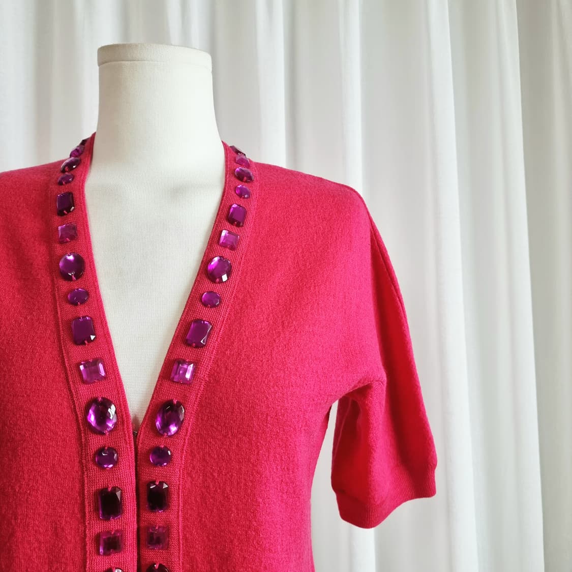 마크 제이콥스 울100% 큐빅 핑크 숏 가디건 (55/표기M) 상태최상 상품이미지4