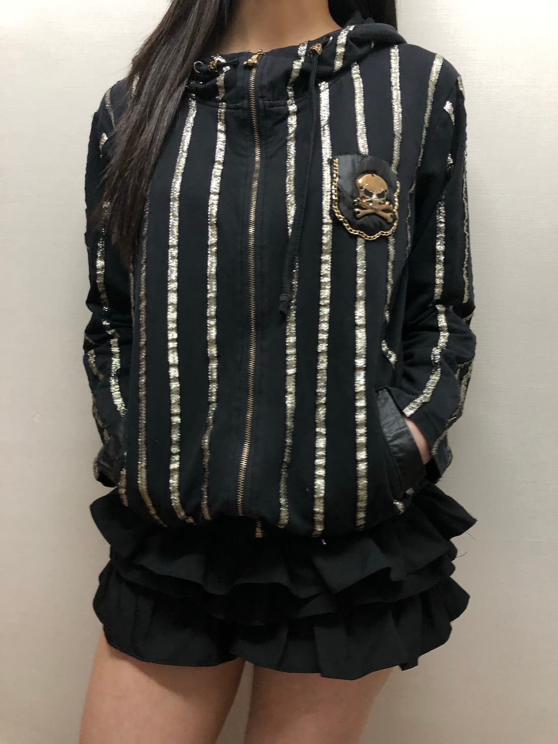 빈티지 블랙 펑크 스컬 후드집업 상품이미지1