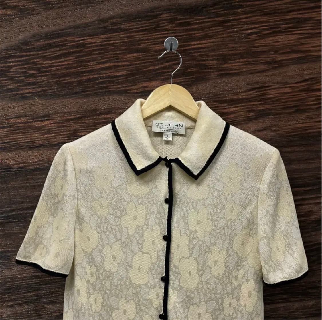 세인트존 St. John 아이보리색 레이스 엔틱 가디건 S 상품이미지3