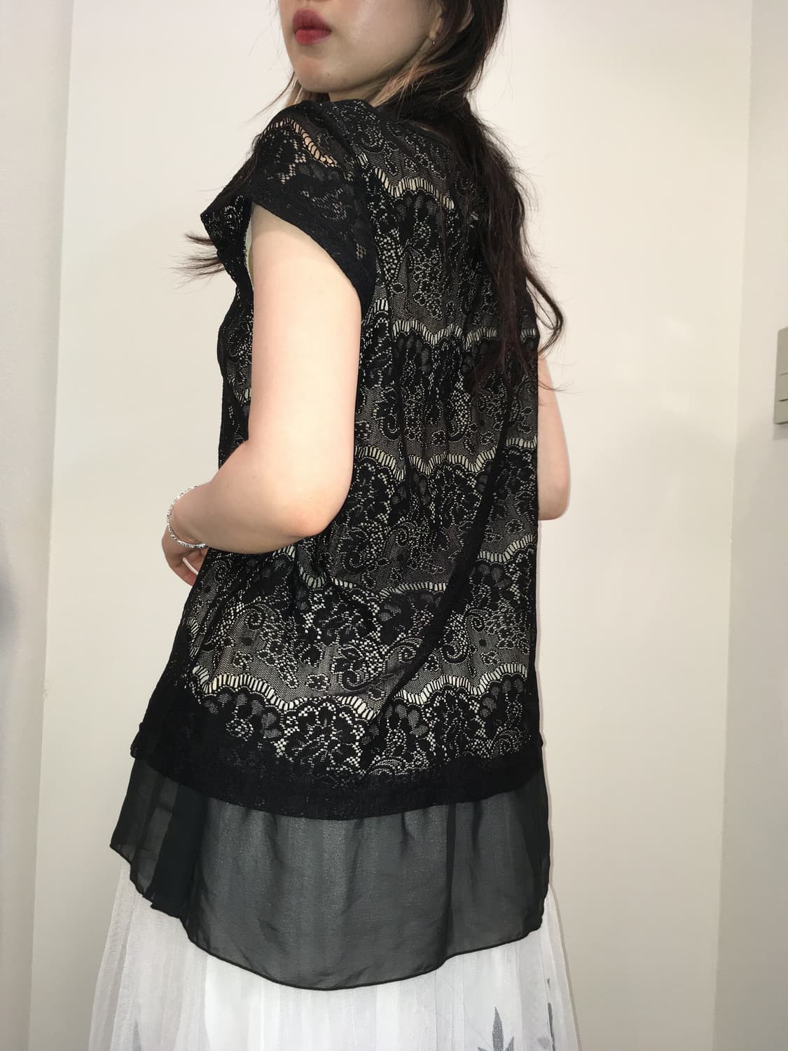 일본 빈티지 블랙 레이스 블라우스 상품이미지8