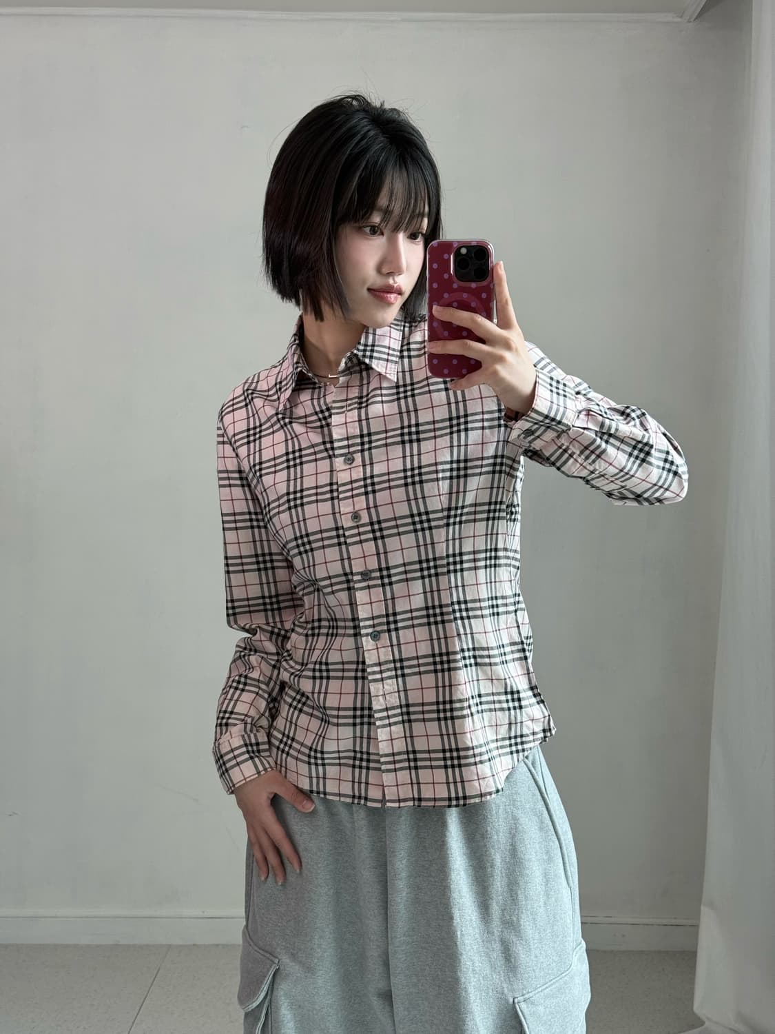 버버리 핑크 노바 체크 셔츠 상품이미지1