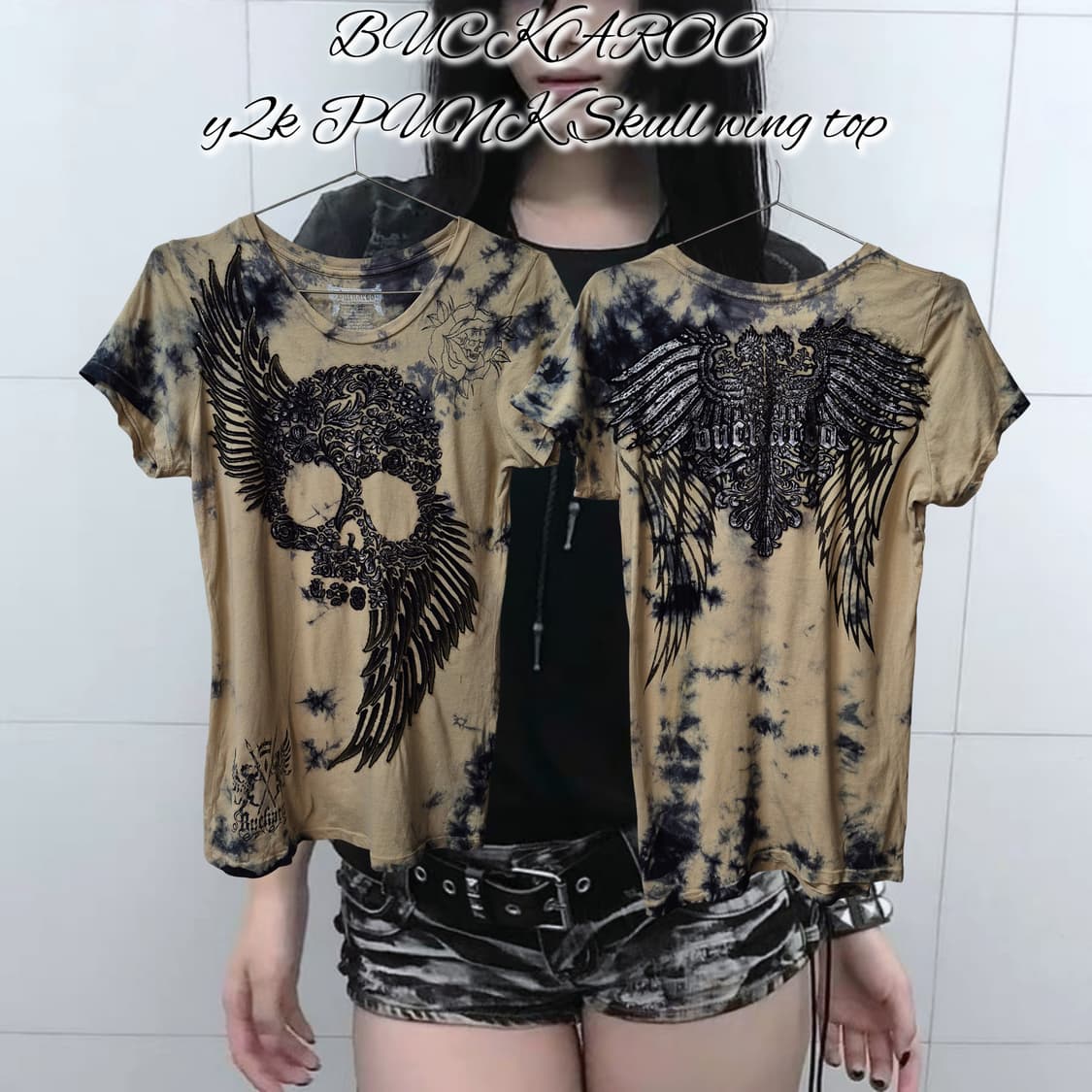 BUCKAROO y2k PUNK Skull wing top 상품이미지1