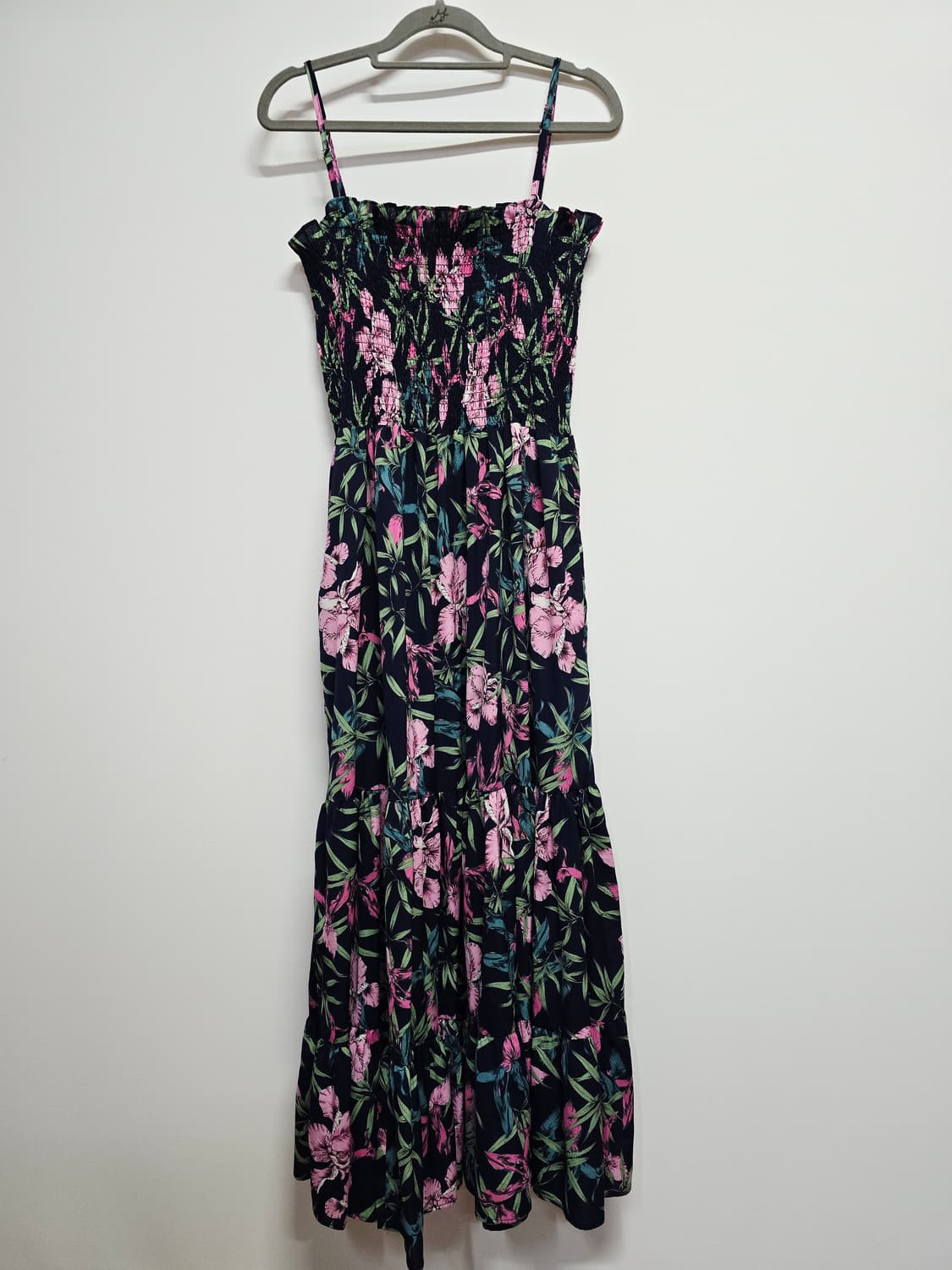 케네스레이디 플라워 롱 원피스  스모크 주름 상품이미지4