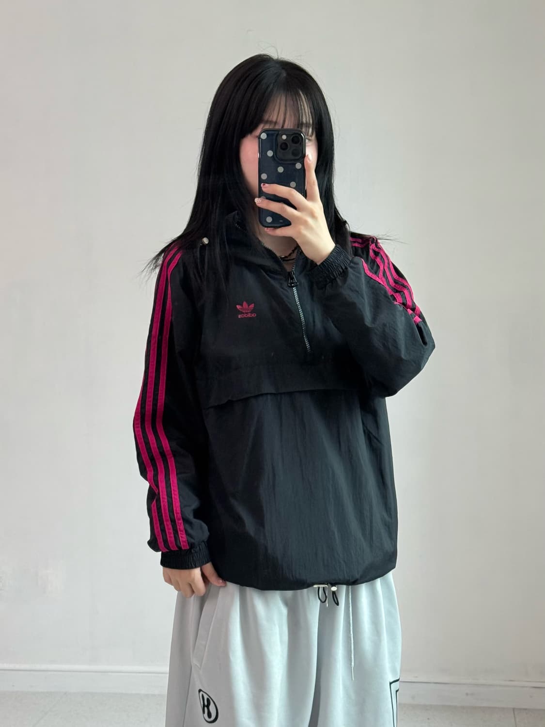 아디다스 블랙핑크 후드 반집업 상품이미지1