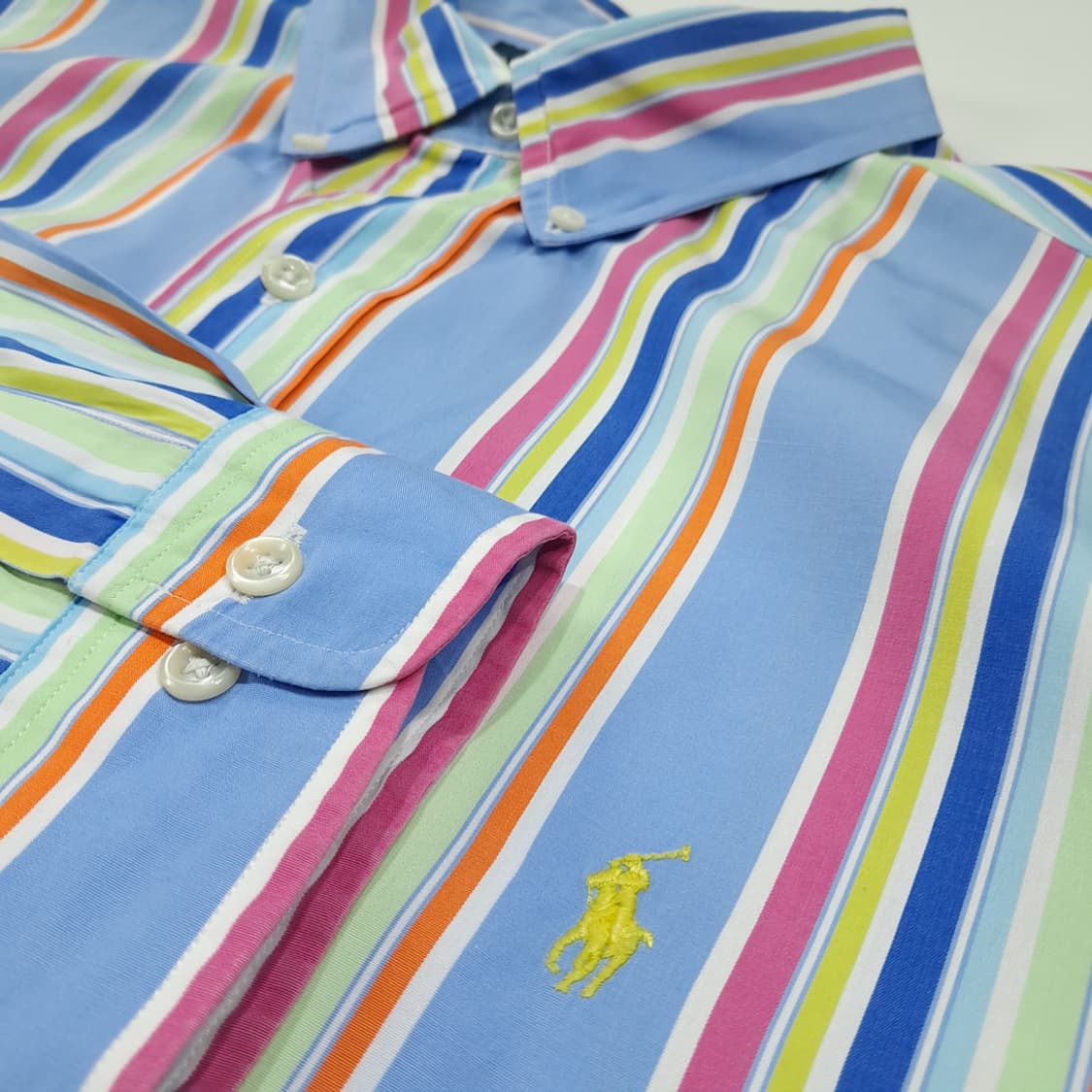 CL677 XL 폴로 90s 스트라이프 멀티컬러 버튼다운 셔츠 남방 상품이미지4