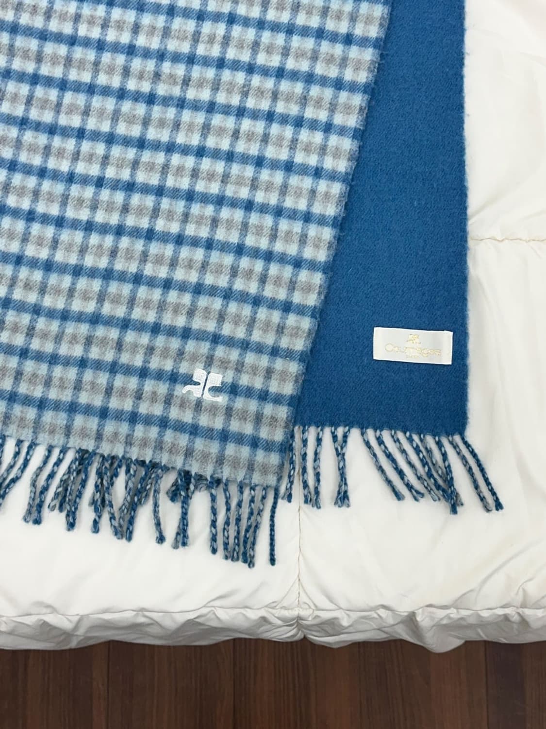 courreges / 꾸레쥬 블루 체크 울 머플러  상품이미지3