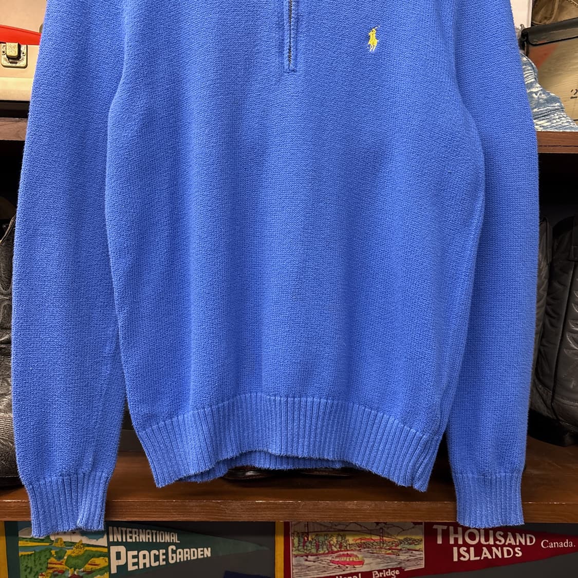 90s 폴로랄프로렌 청키립 코튼니트 하프집업 블루 N921 상품이미지4