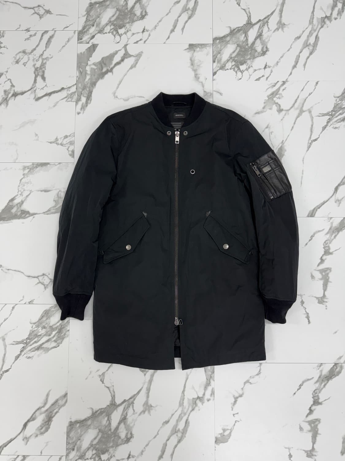 디젤 레더 포켓 롱 MA-1 플라이트 자켓 상품이미지1