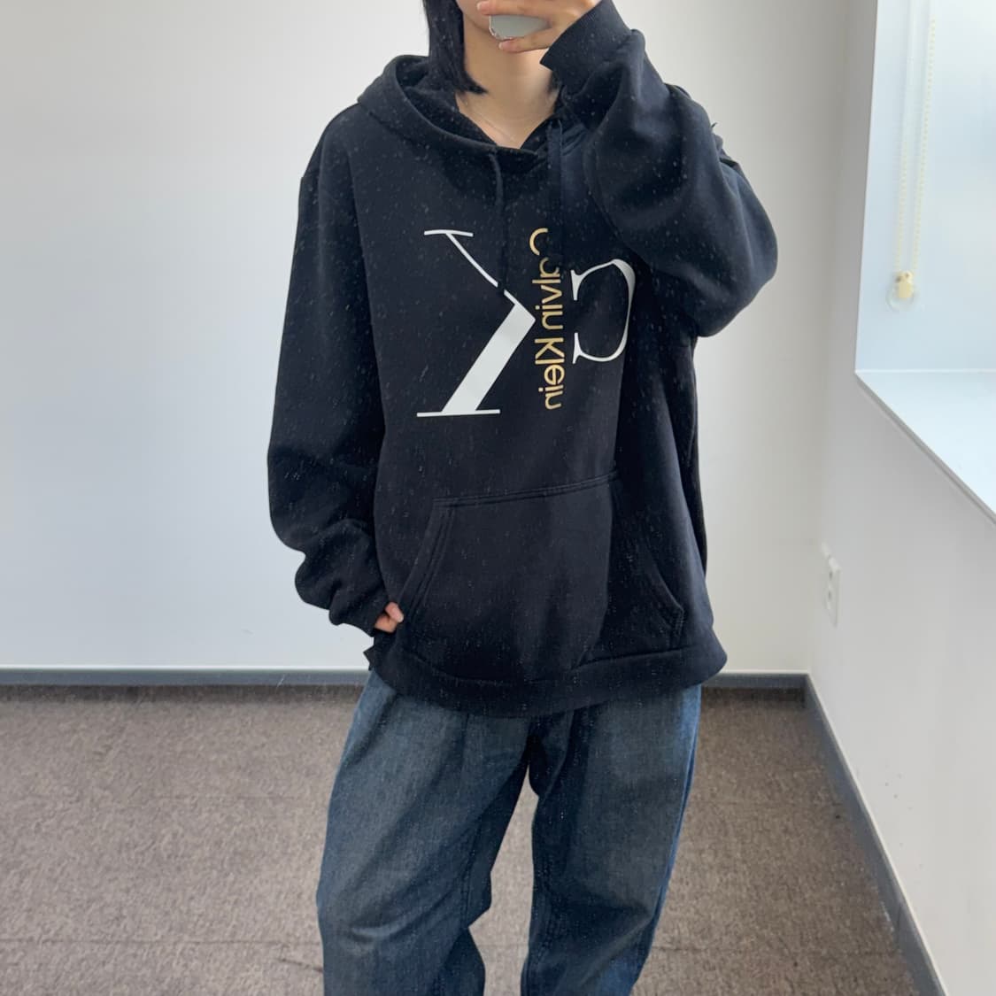 Calvin Klein 캘빈클라인 ck 로고 블랙 후드티 상품이미지1