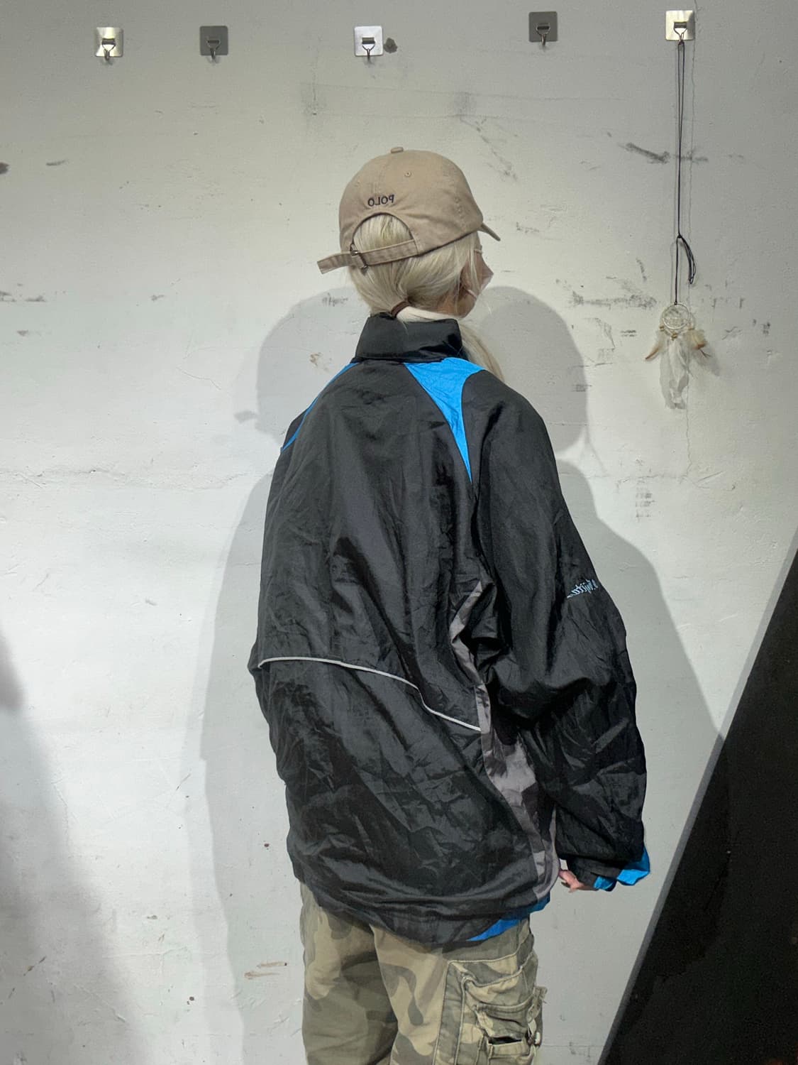 미즈노 블랙 올드스쿨 사이드 라인 오버핏 바람막이 자켓 상품이미지3