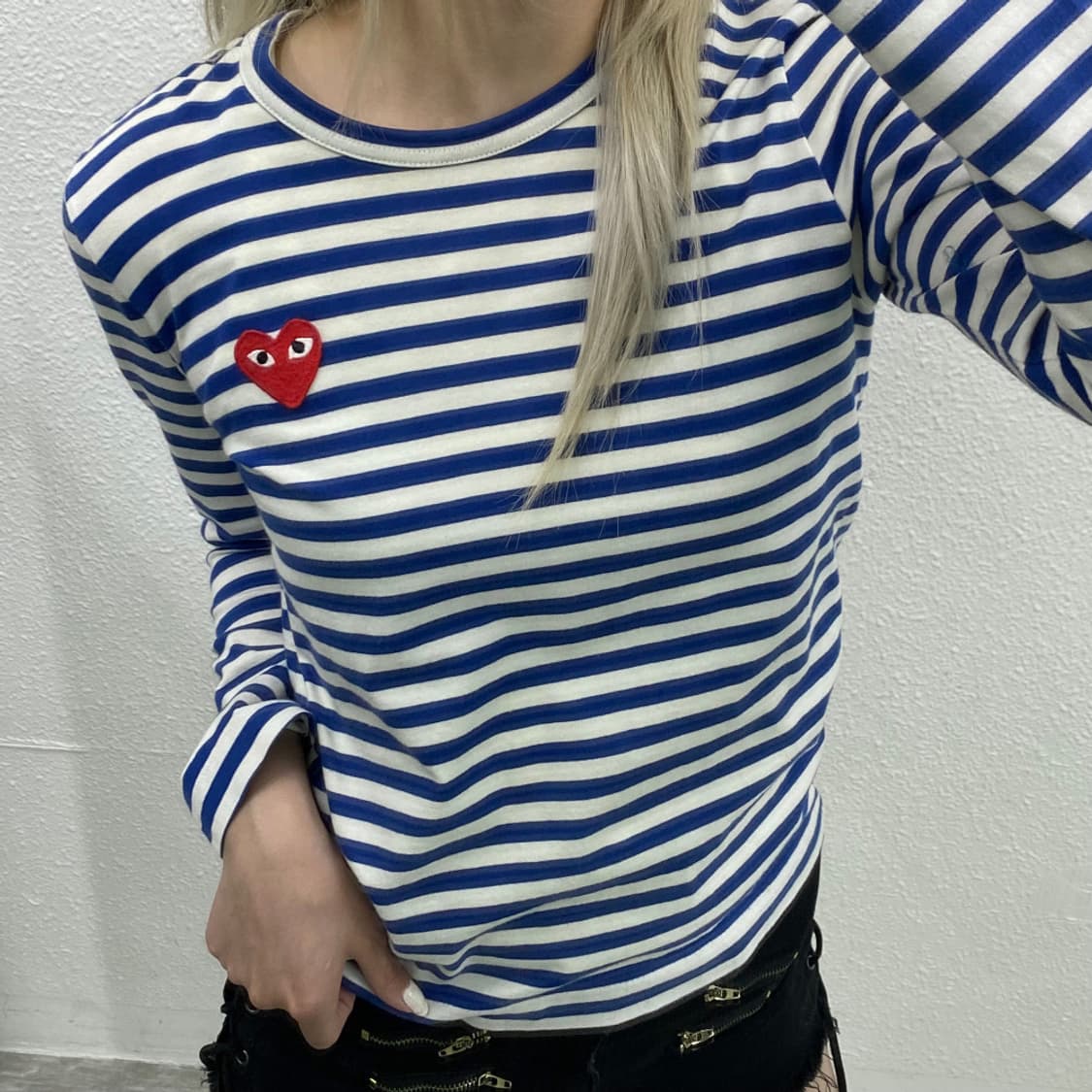꼼데가르송 레드와펜 블루 롱슬리브 M 상품이미지5