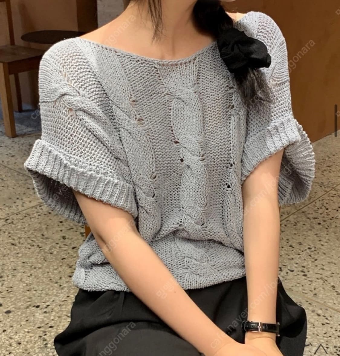 어리틀빗 트위스트 보트넥 루즈니트 상품이미지4