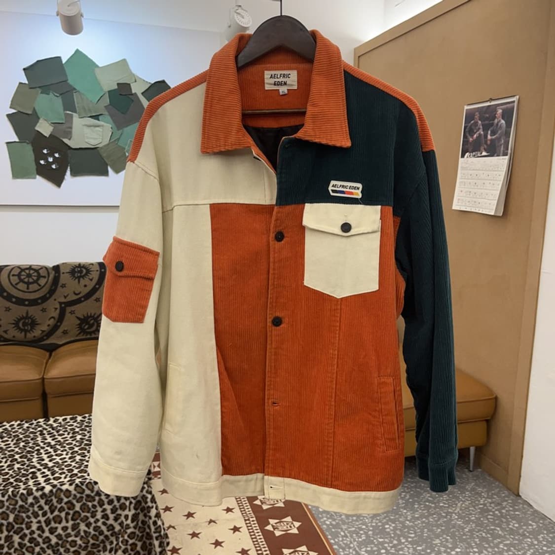 알프릭에덴 레트로 패치워크 키치 유니크 코듀로이 자켓 XL C08904 상품이미지3