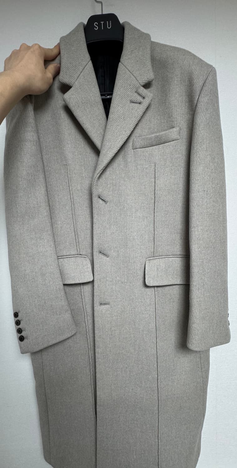 Stu office 3버튼 오버핏 핀턱 코트 상품이미지2