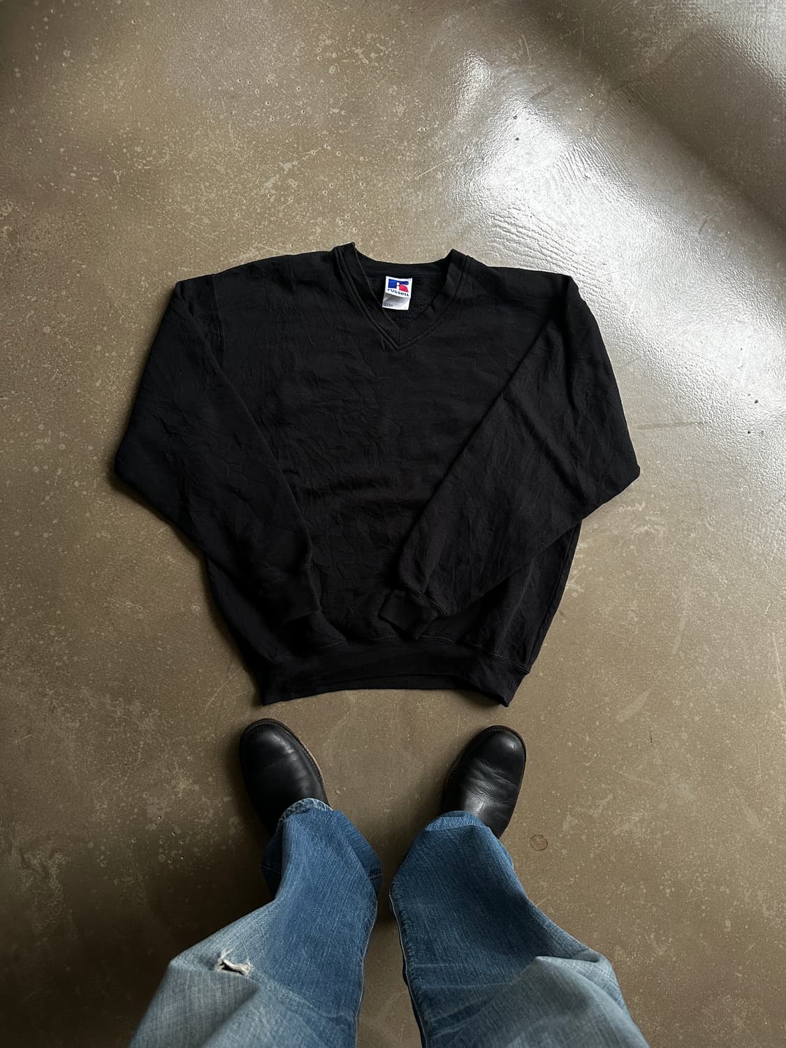 Russell Athletic 블랙 V넥 스웻셔츠 상품이미지1