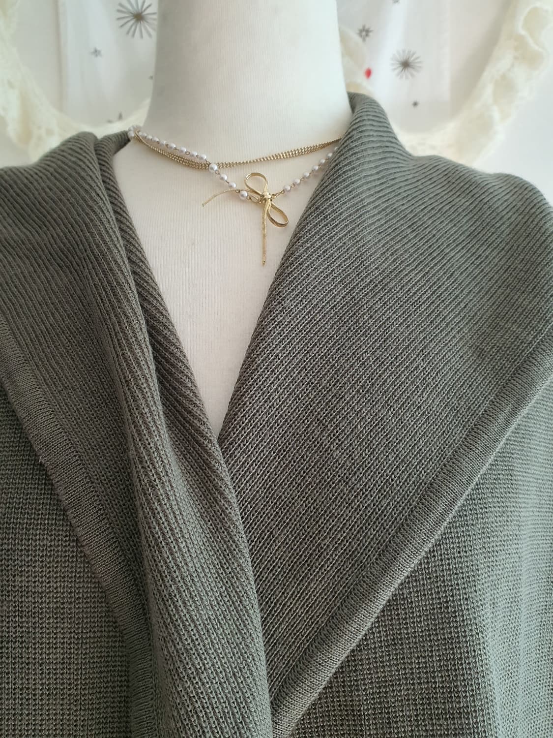 [모리걸] 롱 가디건 카키색 상품이미지5