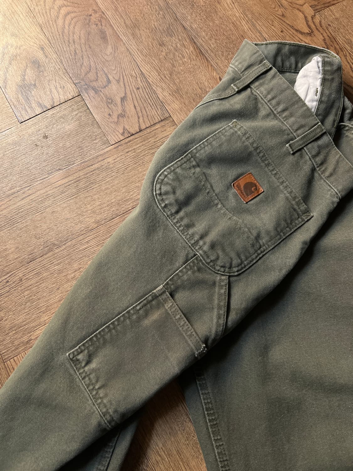 [34]칼하트 USA 빈티지 워싱 모스그린 싱글니 카펜터 워크 팬츠 상품이미지7