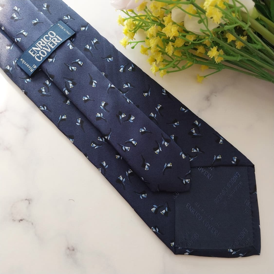 엔리코 코베리 실크 네이비 플라워 넥타이 9.5cm A+등급 K1301
 상품이미지8