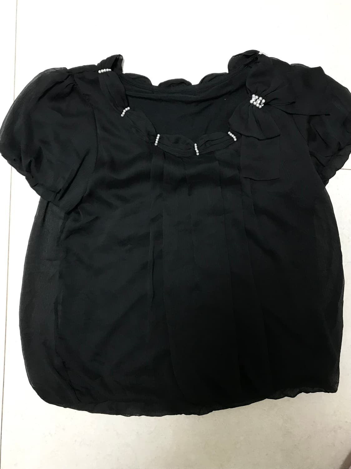 빈티지 대장 갸루 히메갸루 블랙 리본 블라우스 로걀 상품이미지1