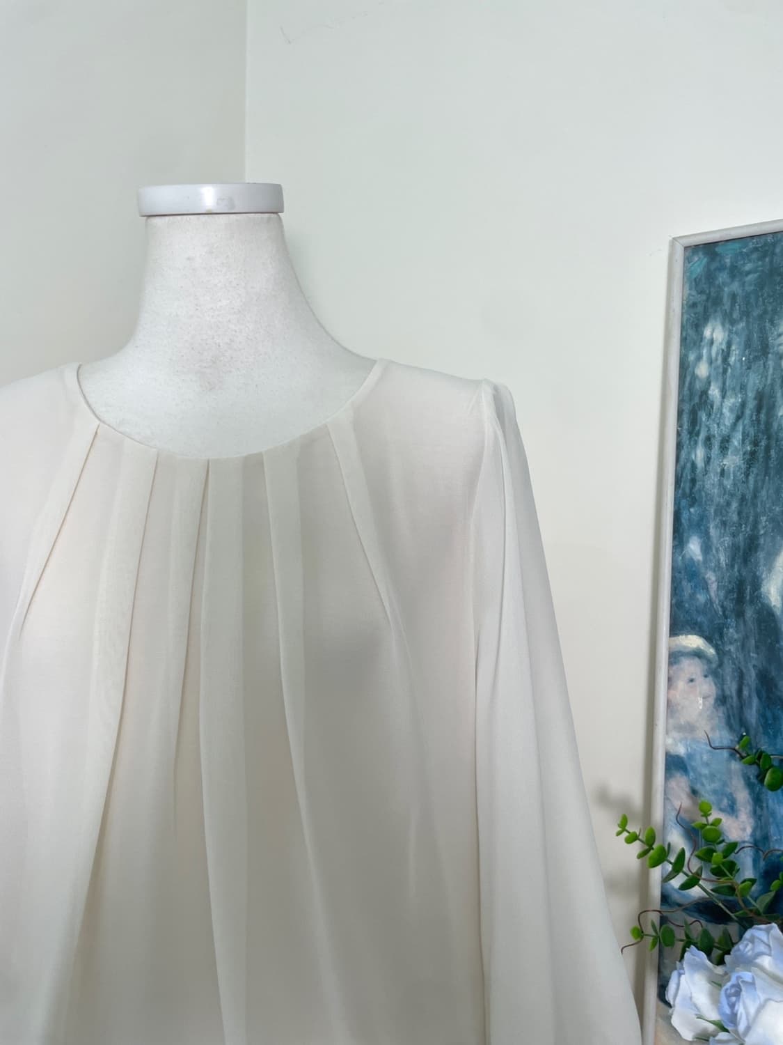 pink ivory pleats lovely blouse(size-11) 상품이미지7