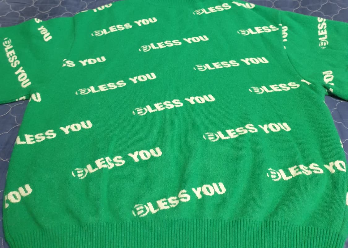 BLUR 1.0 BLESS YOU 라운드넥 니트 그린 (2사이즈) 상품이미지2