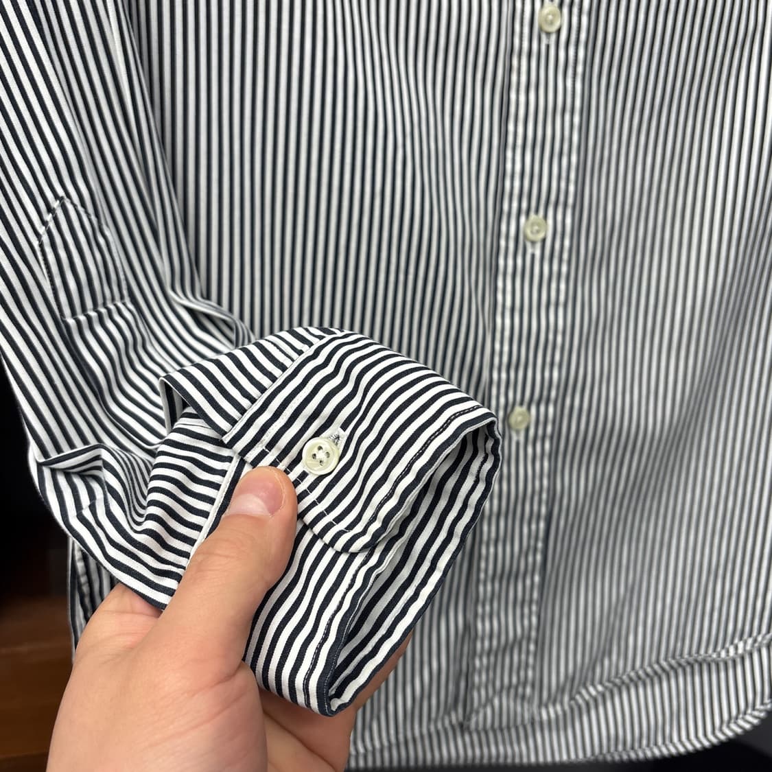 90s 폴로 랄프로렌 클래식 슬림 스트라이프 버튼다운셔츠 블랙 N1165 상품이미지7