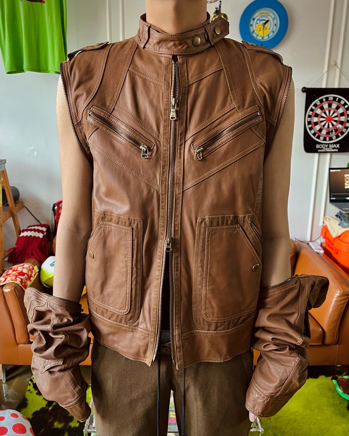 Vintage Technical 2-Way Leather Jacket 상품이미지2