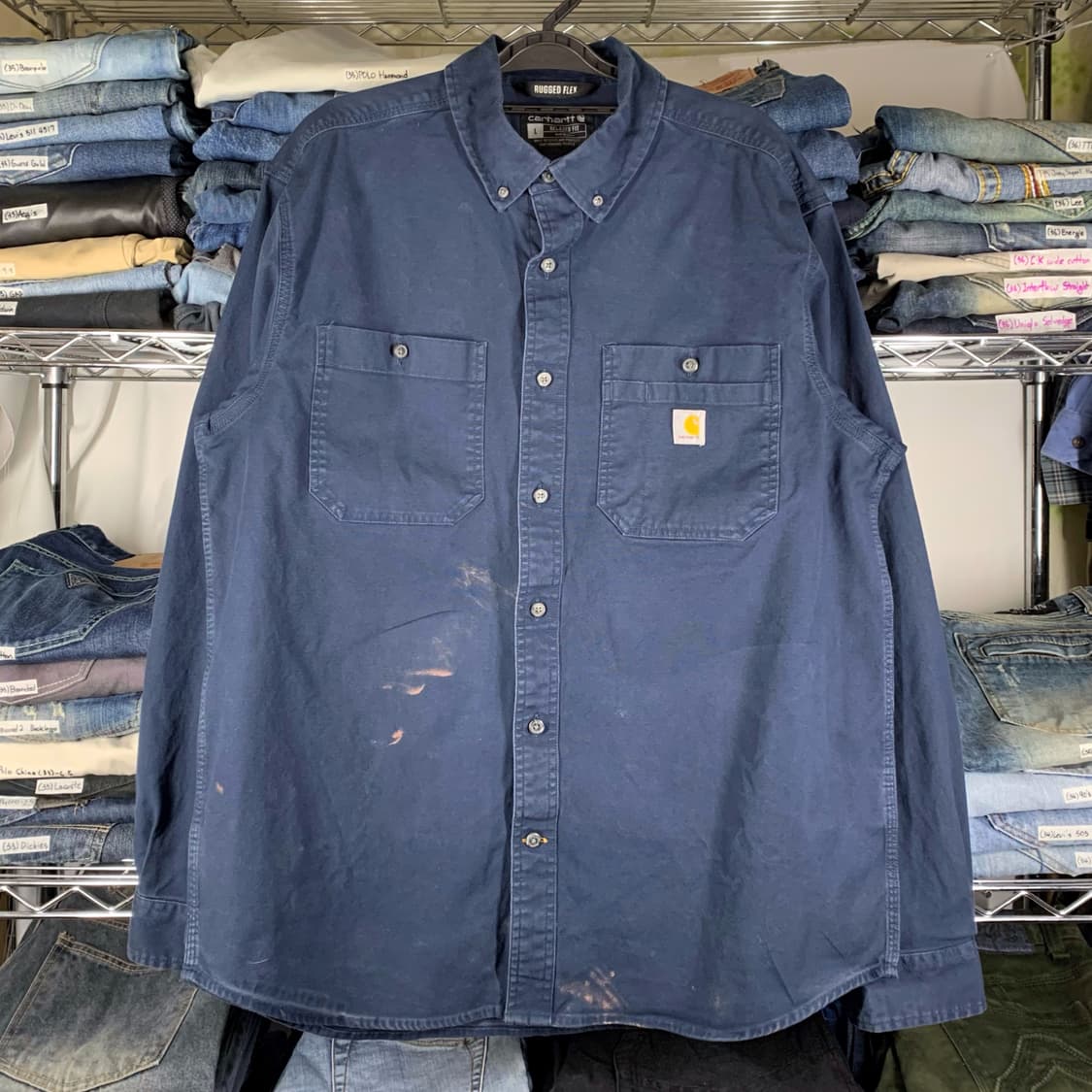 [L] 칼하트 러기드 플렉스 릴렉스드핏 워크셔츠 네이비 상품이미지2