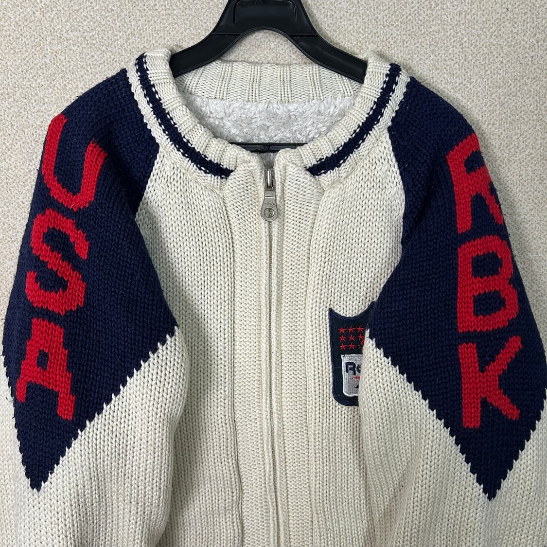 (XL) 90s 올드 리복 헤비 스웨터 니트 집업 상품이미지6