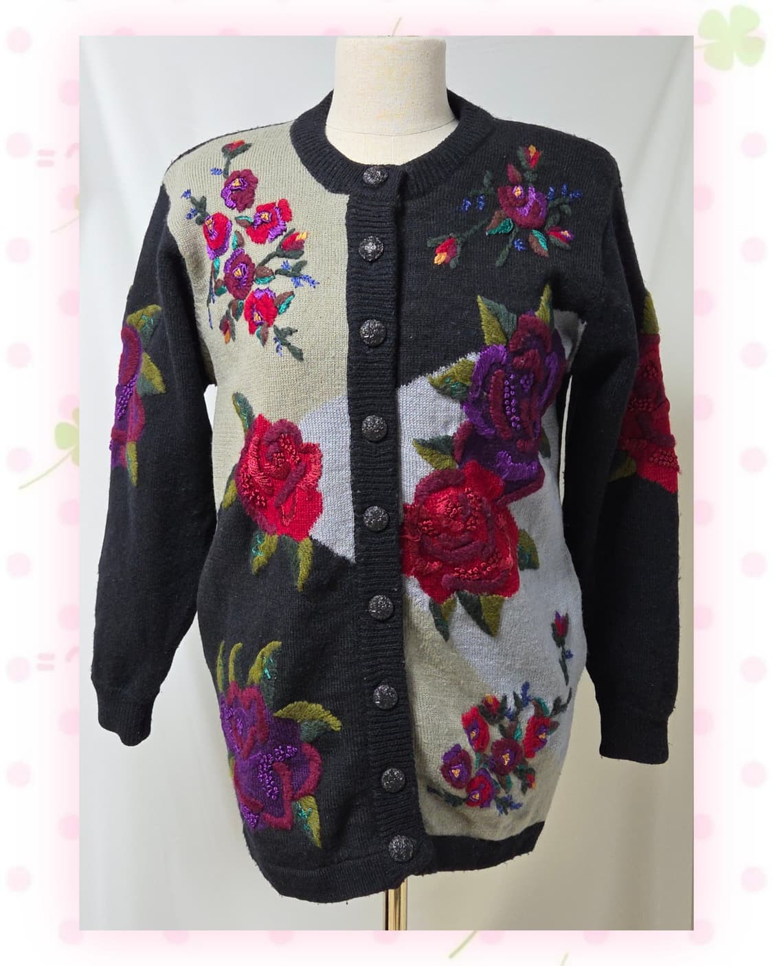 MRS GIARDINO 꽃자수 울 가디건 상품이미지5