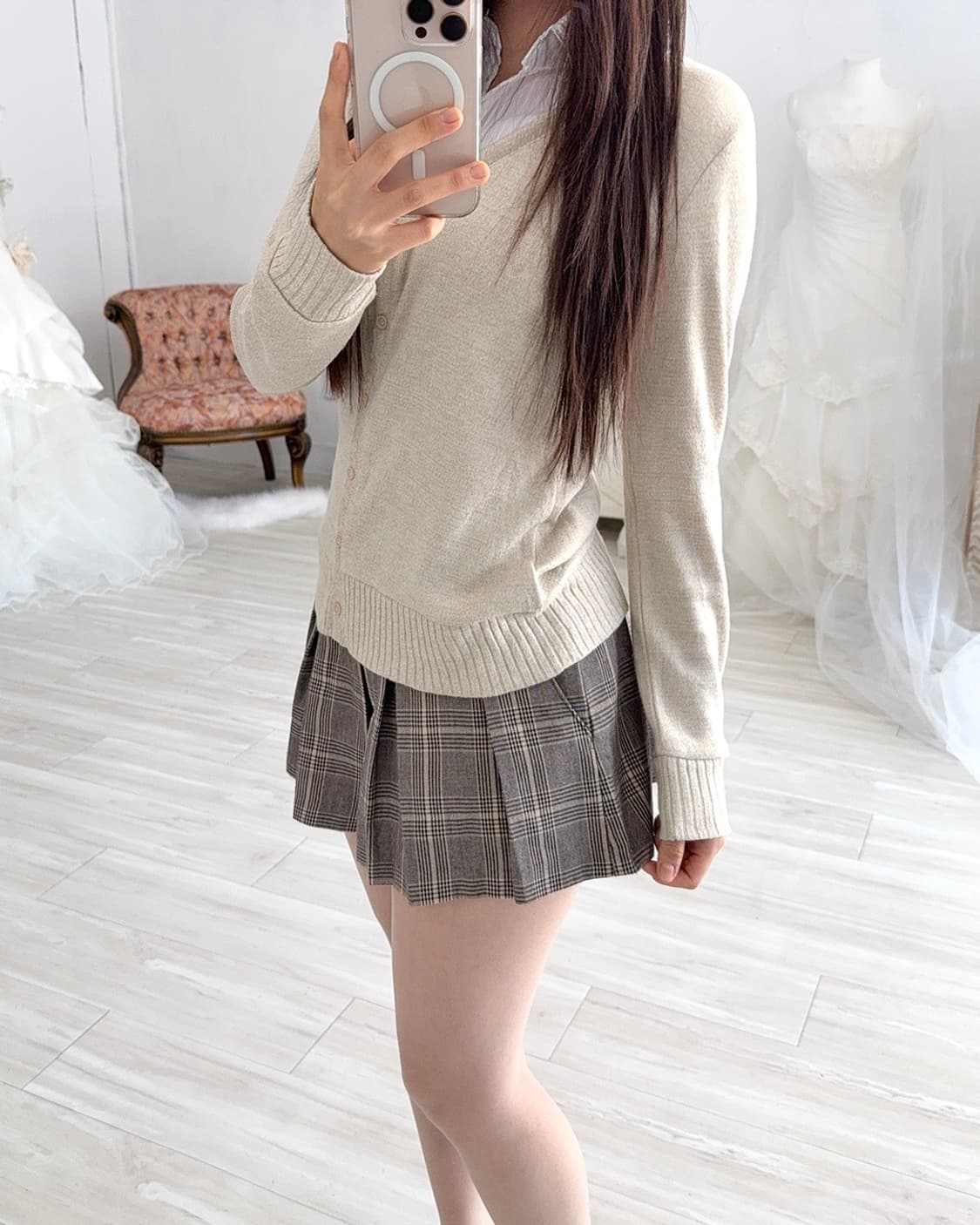 Geekchic Beige shirt layered knit 상품이미지7